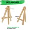 3" x 3" Stretched Canvas with 5" Mini Easel Kit (12 Pack) - Natural Wooden A-Frame Tabletop Display Stand, Mini Easel Stand - Small Easels for Display, Small Canvases, Crafts, Photos